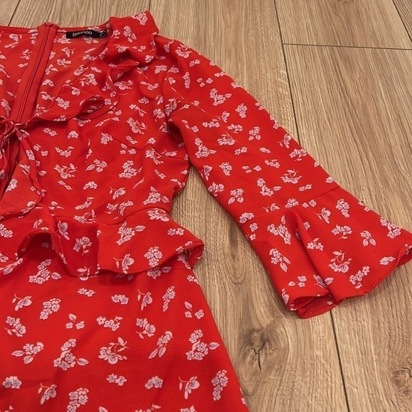 Ditsy Floral Print Ruffle Tea Mini Dress - Picture 7 of 12